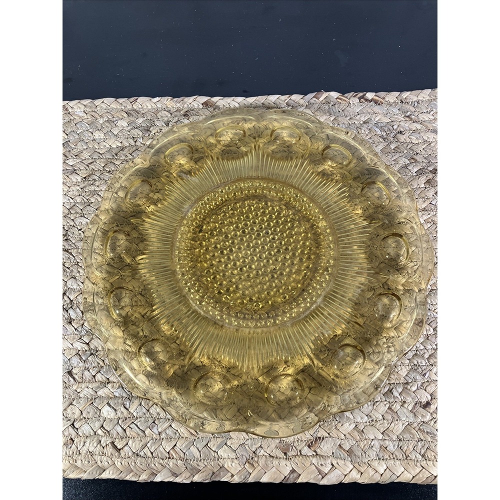 Bartlett Collins ST GENEVIEVE Green Glass Sandwich/Serving Platter 11" Vintage